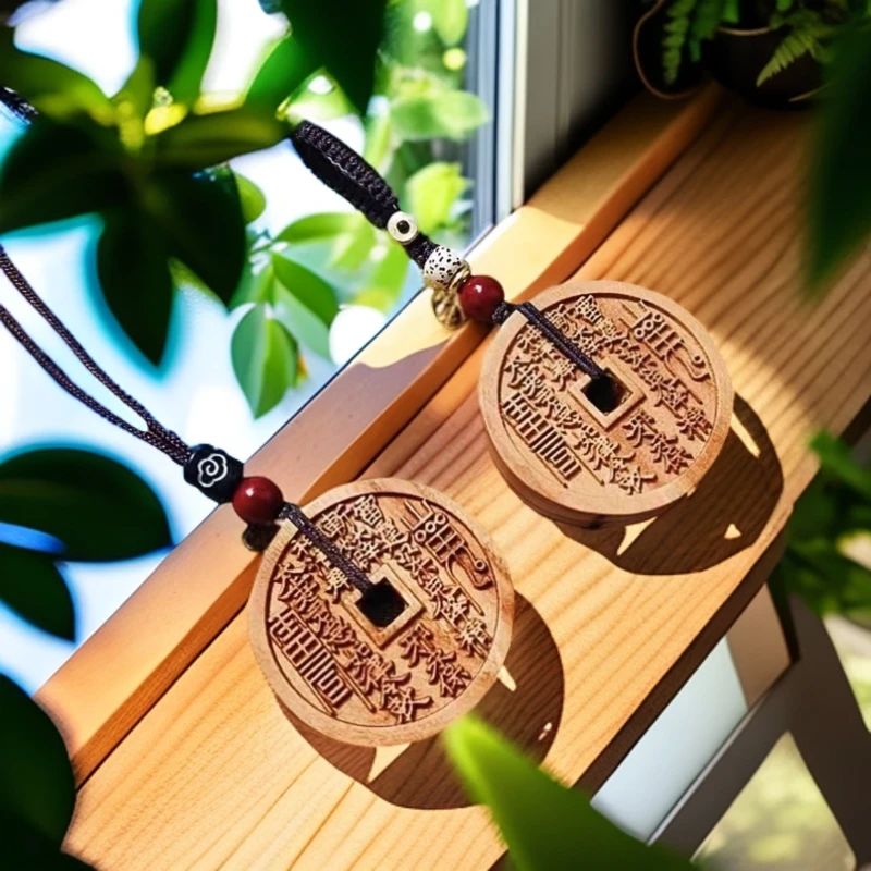 【先生推荐】山花钱设计车挂钥匙扣寓意臻品桃木挂件驾车个人用品