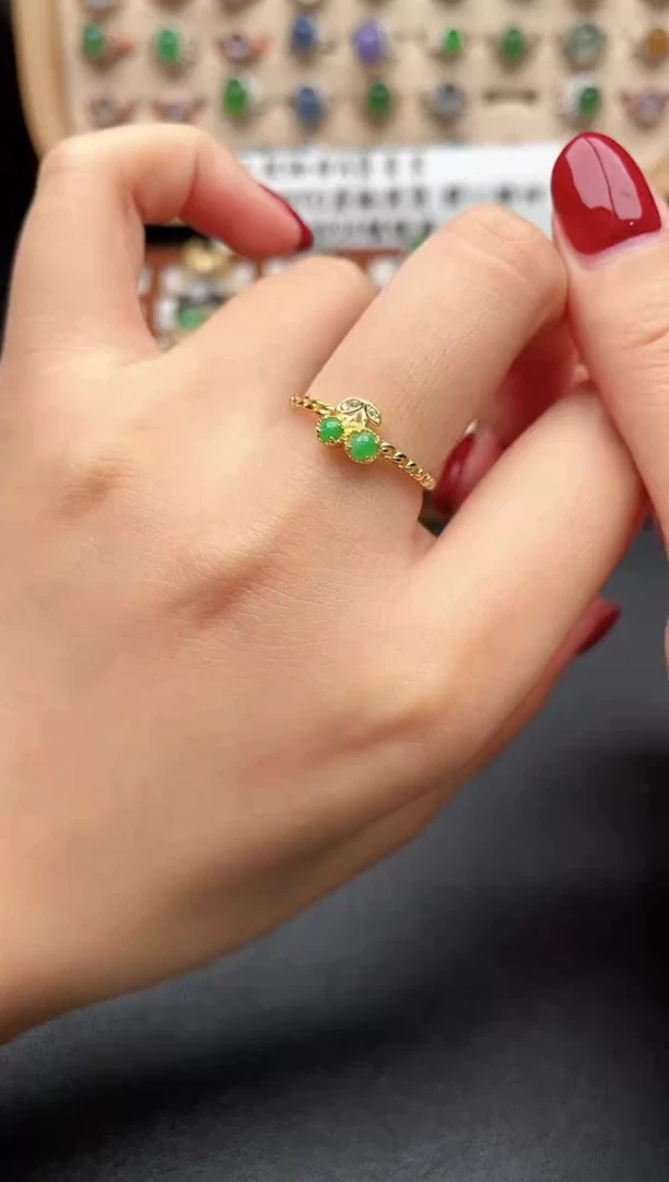 银S925镶嵌戒指翡翠一物一证一礼盒