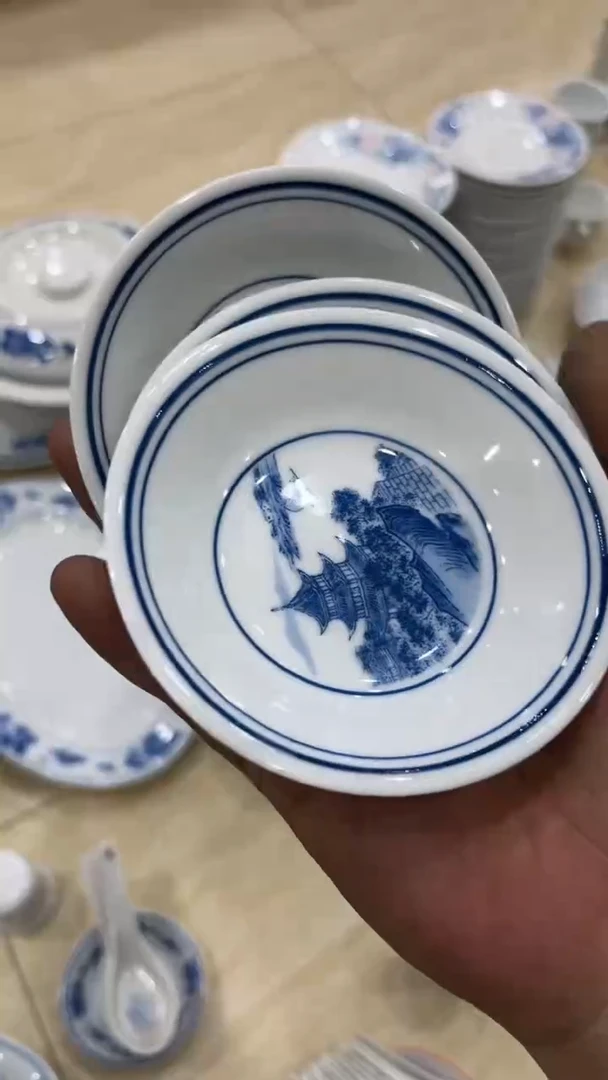 月****o3个蓝双凤10尺码湖南醴陵釉下五彩陶瓷