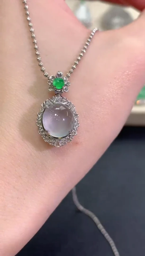 吊坠(不含链)18K金镶嵌翡翠冬日珠宝W79