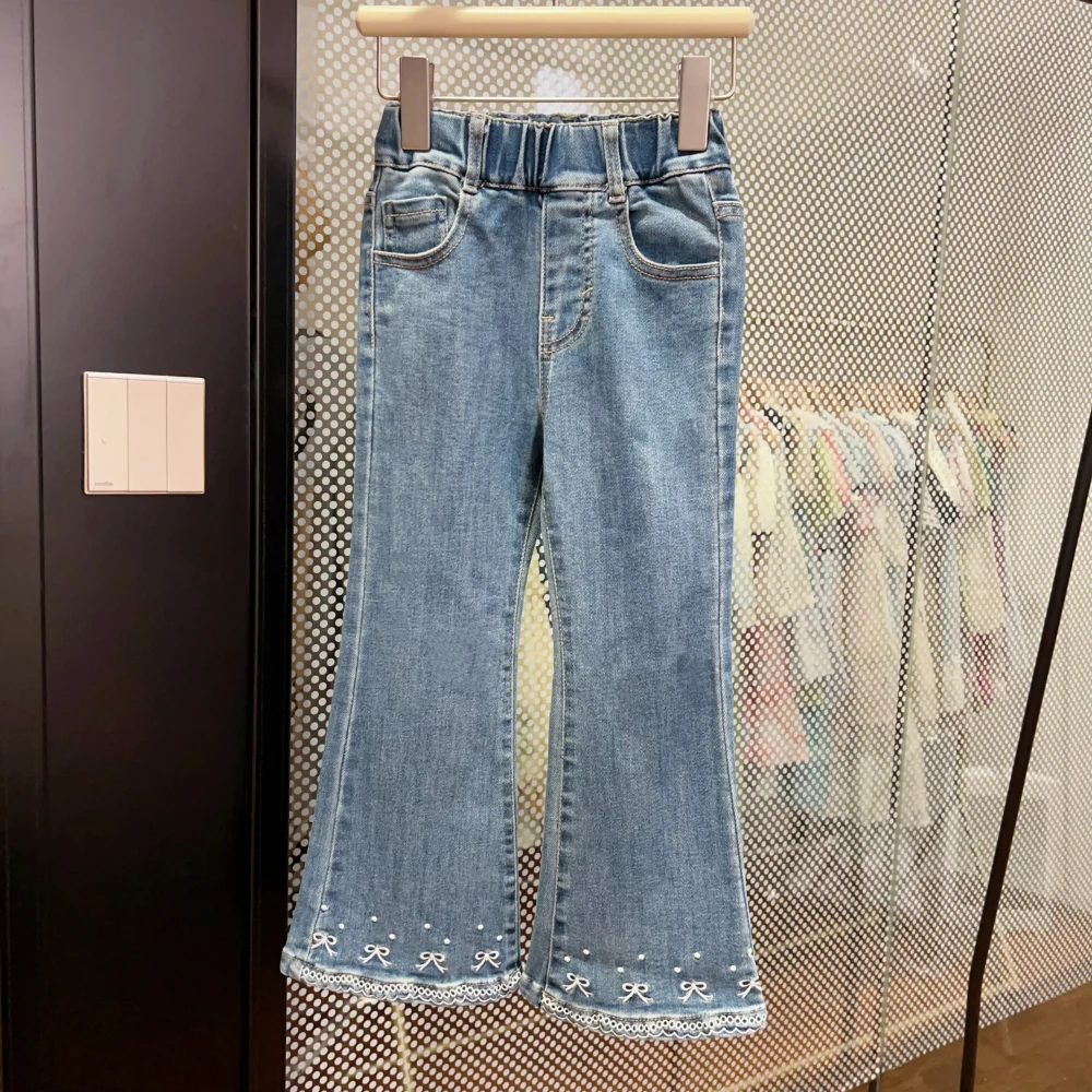 预售【蝴蝶结牛仔微喇裤】女童秋季6100牛仔微喇裤女宝百搭休闲长裤