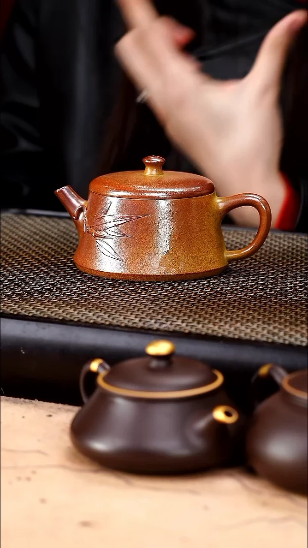 茶壶紫砂高温段泥火云烧贴叶云柱160cc