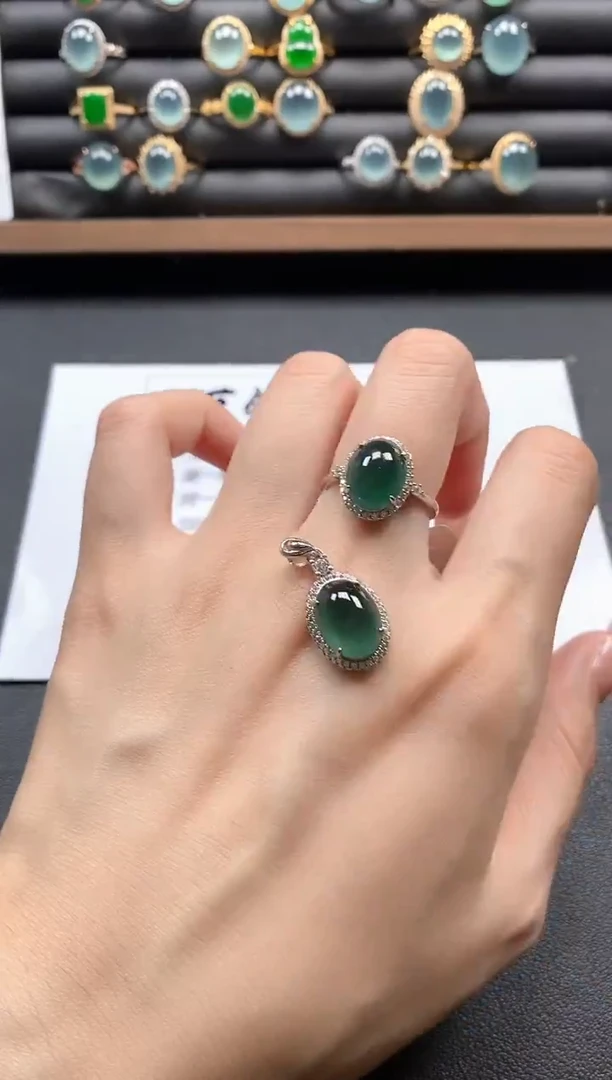 银S925镶嵌戒指翡翠54451