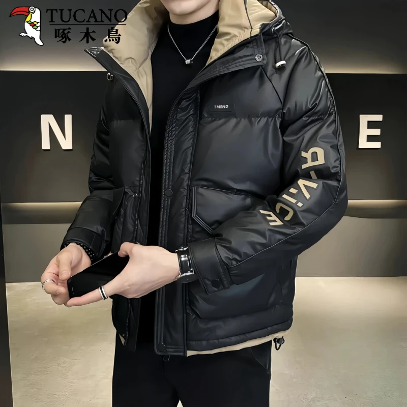 TUCANO/啄木鳥冬季潮男连帽保暖外套棉服痞帅男装字母休闲百搭帅