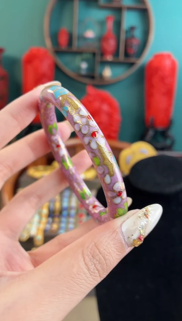 非遗手工景泰蓝镯子细粉色60