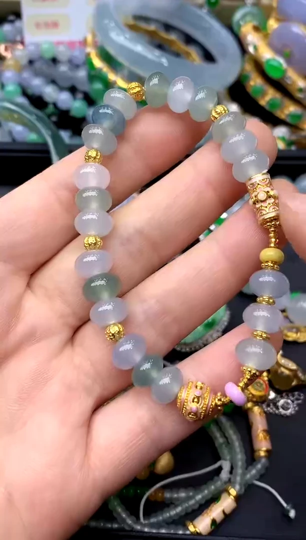足金镶嵌手链翡翠342-中国好珍宝