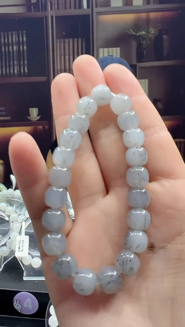 手串未镶嵌和田玉和田玉黑山料卡10上等和田玉手串