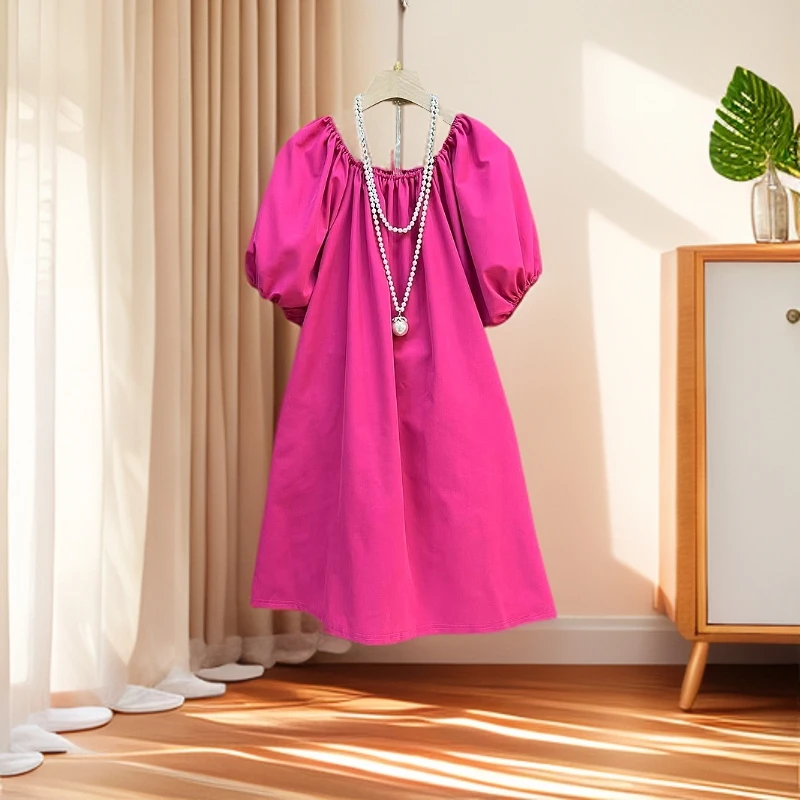 胖妹妹大码女装夏季新款时尚韩版公主袖宽松减龄遮肉精致连衣裙女