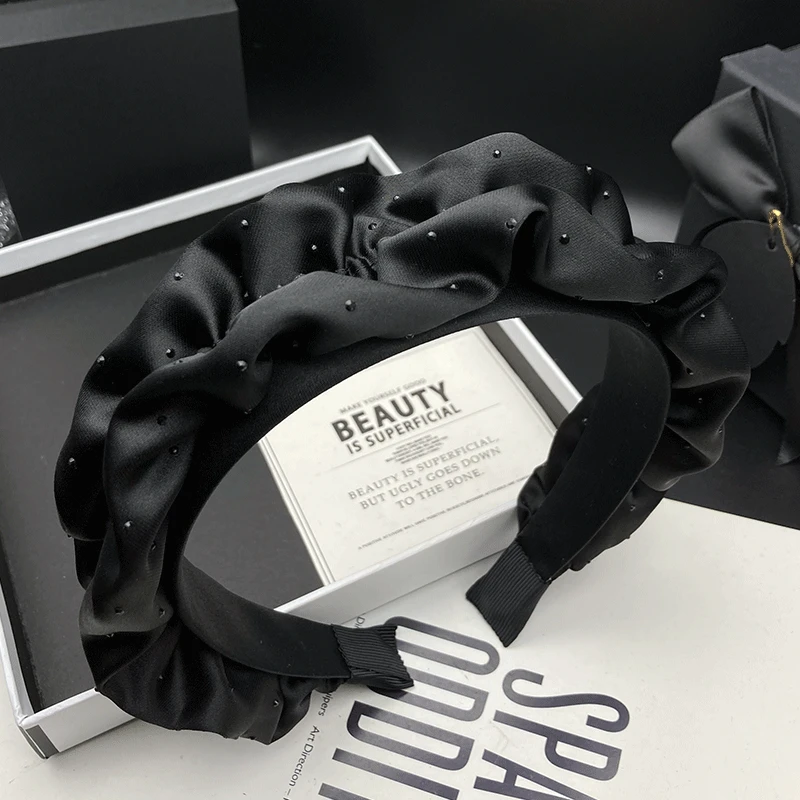 2025新款褶皱气质发箍百搭黑色发卡发饰头箍窄边上档次高颅顶外出