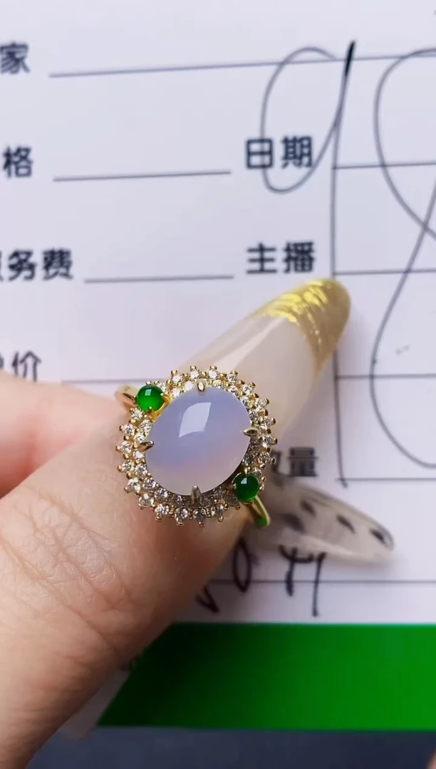 银S925镶嵌戒指翡翠5849