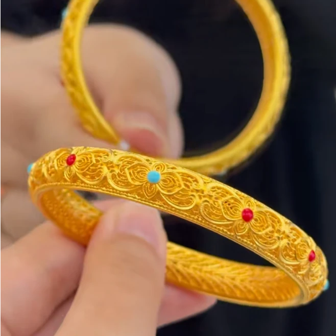 足银手镯 （大皇后手镯）新中式珐琅彩皇后手镯掐丝传承气质宫廷风