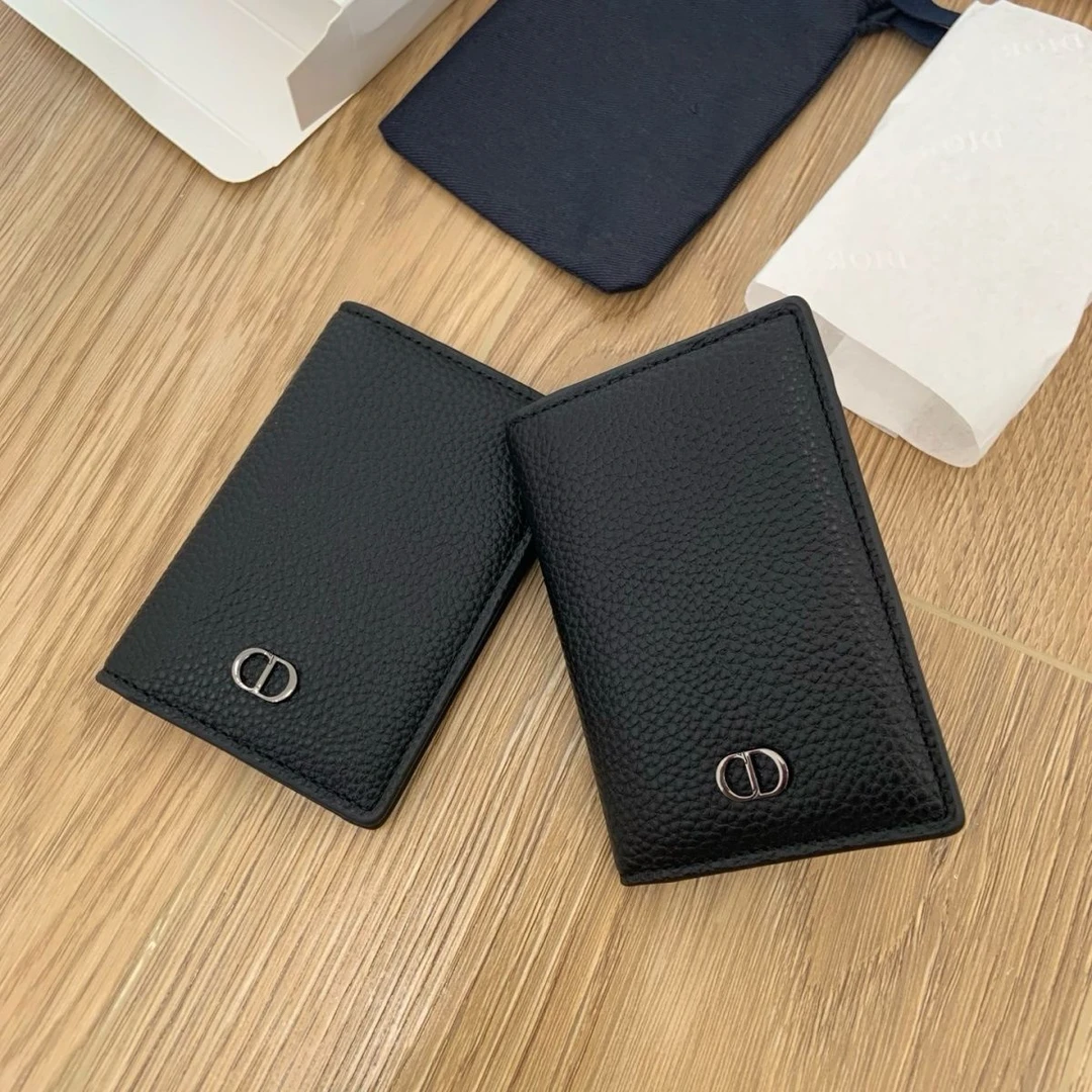 【A414】Dior迪奥新款黑色pu皮化妆包钱包男女通用零钱包礼盒装