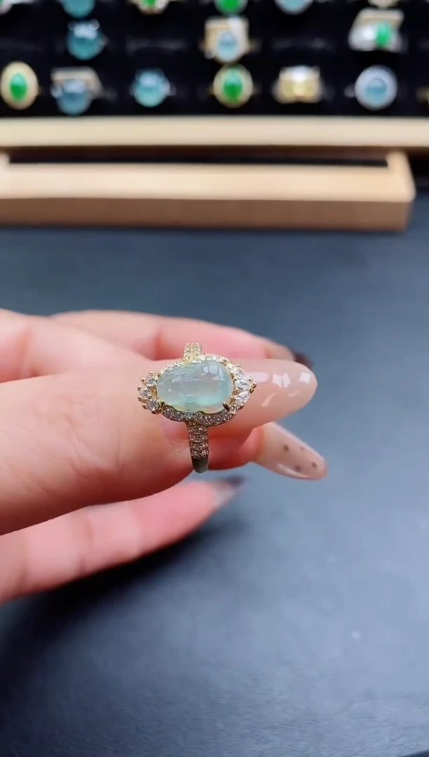 银S925镶嵌戒指翡翠1