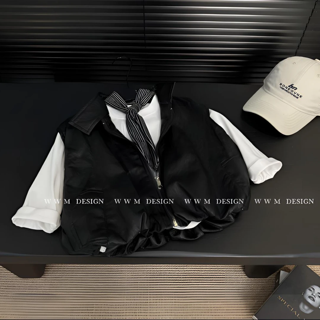 2025新款男童女童时尚百搭休闲秋季儿童皮衣马甲