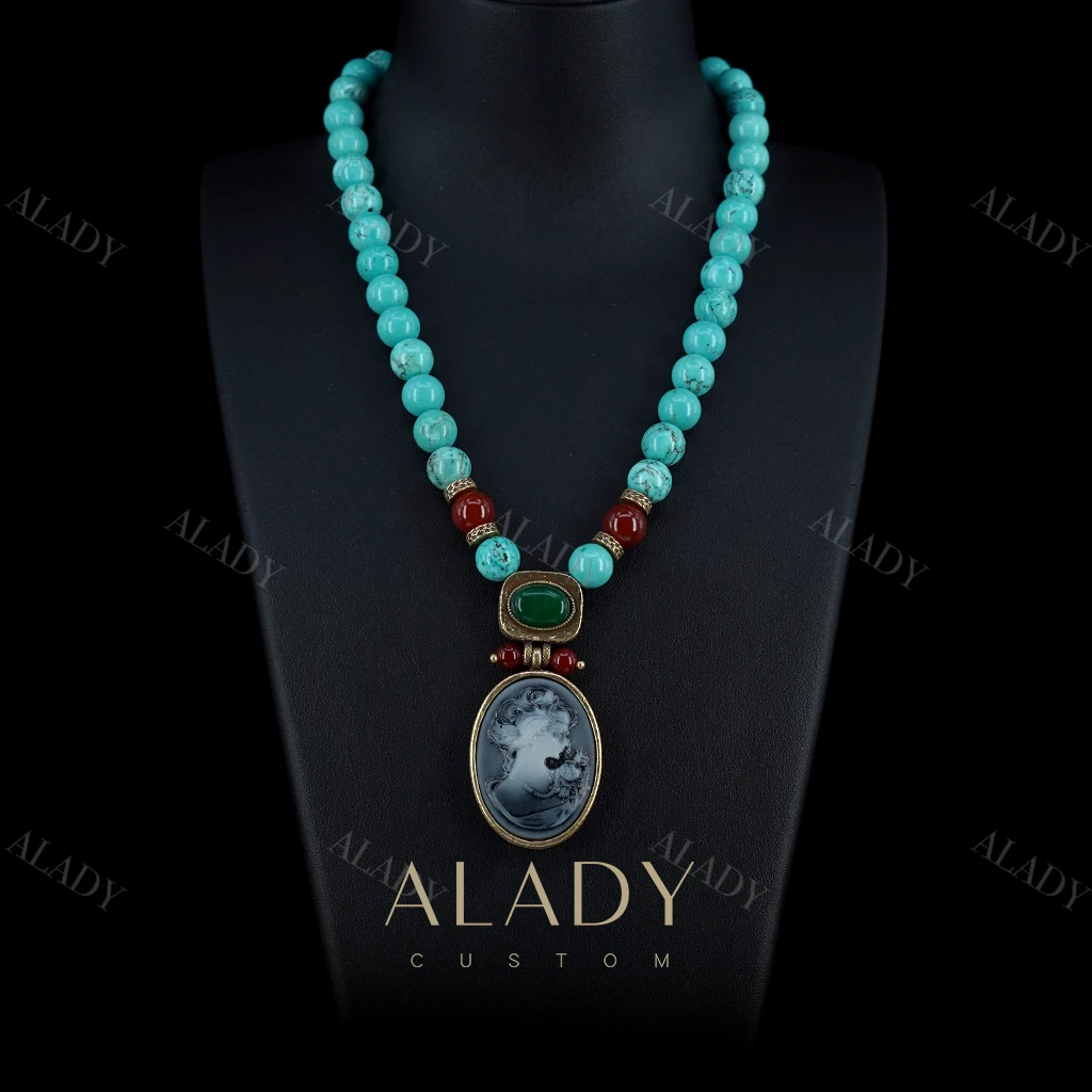 合金项链 【经典的美】小众人像民族风卡梅奥项链