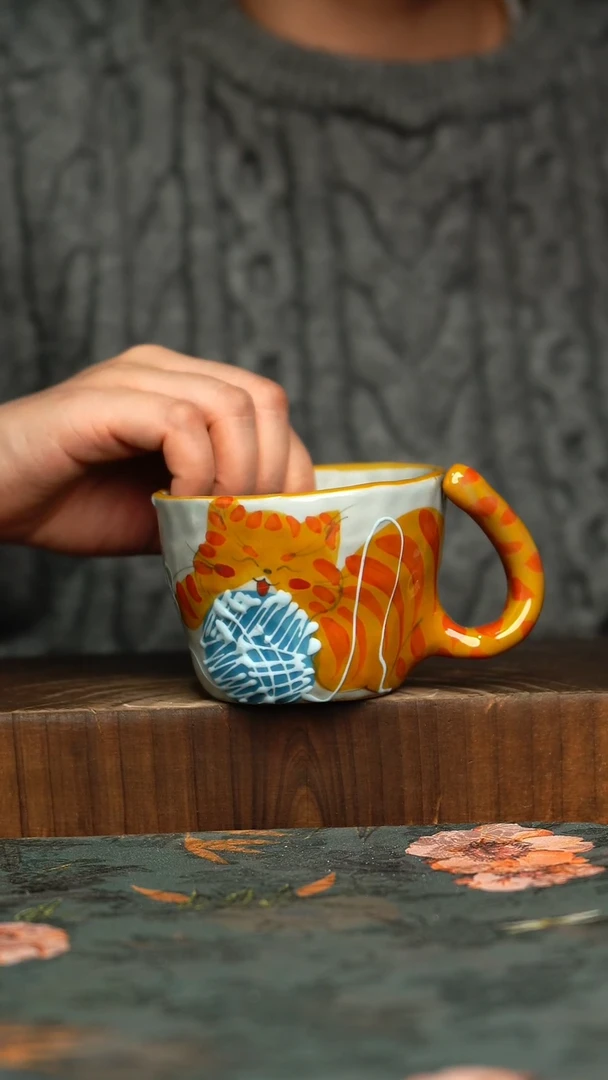 杯釉下彩手工手绘同款陶器