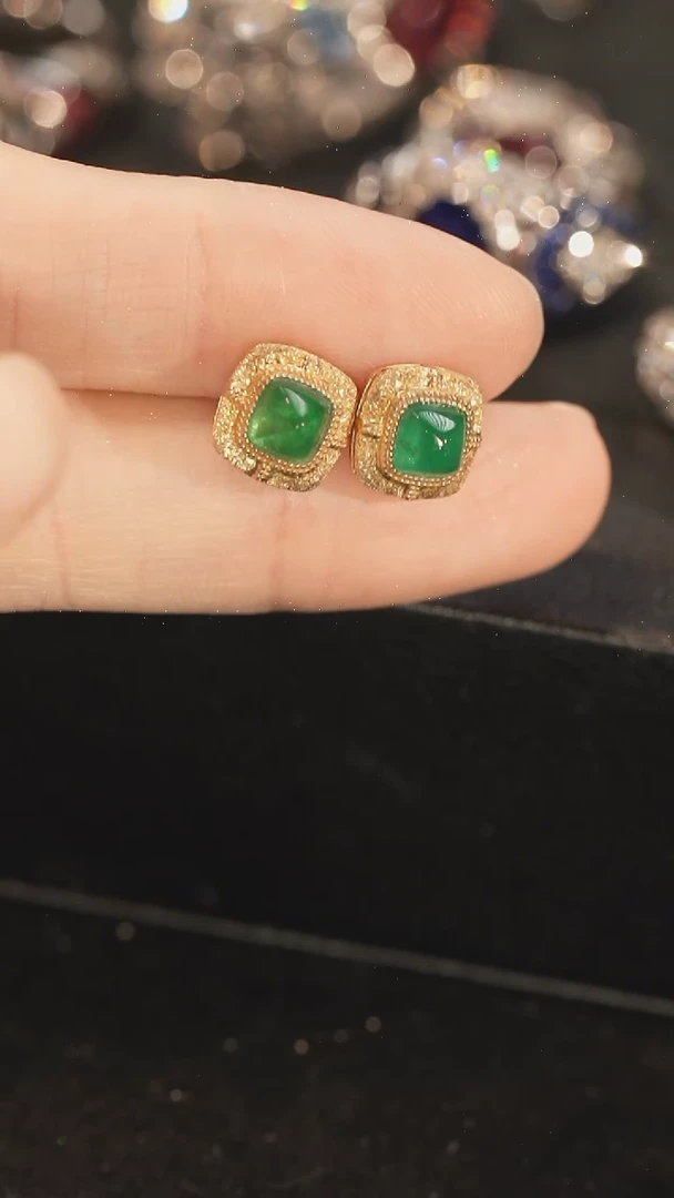 耳钉18K金镶嵌祖母绿1