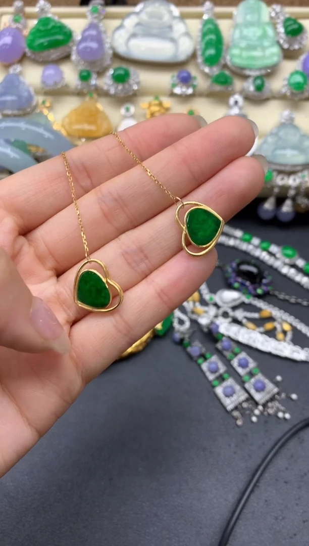 【闪购商品】翡翠耳饰18K金镶嵌245-中国好珍宝