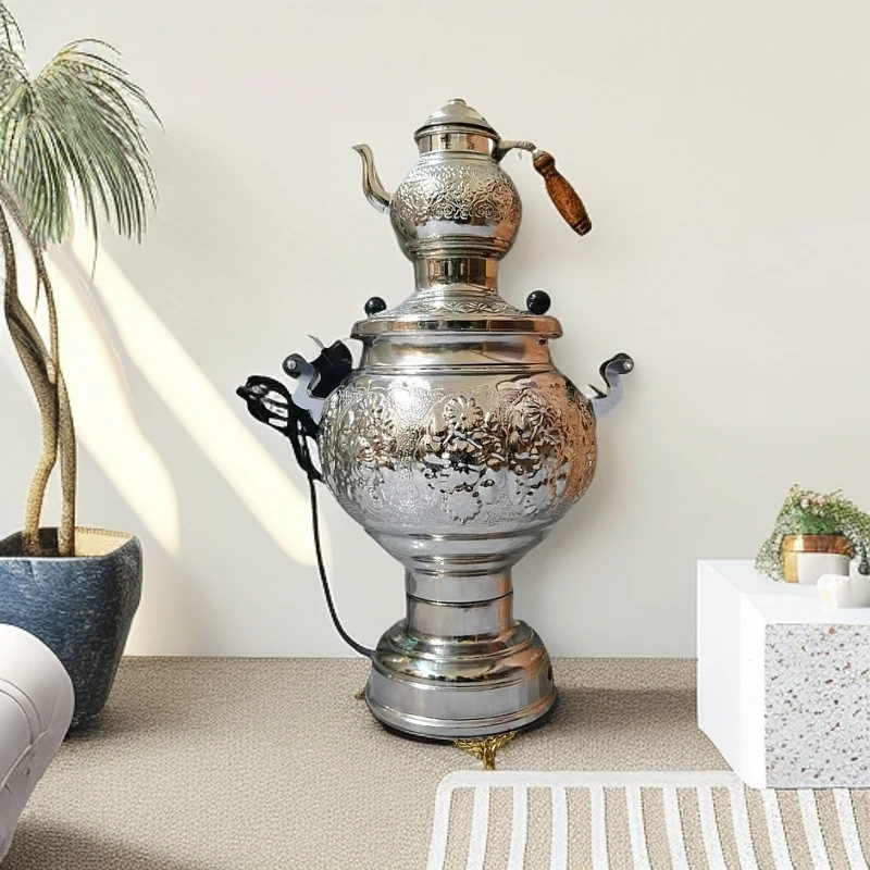 进口电热水壶 复古茶炊保温烧水煮茶器 铜 复古