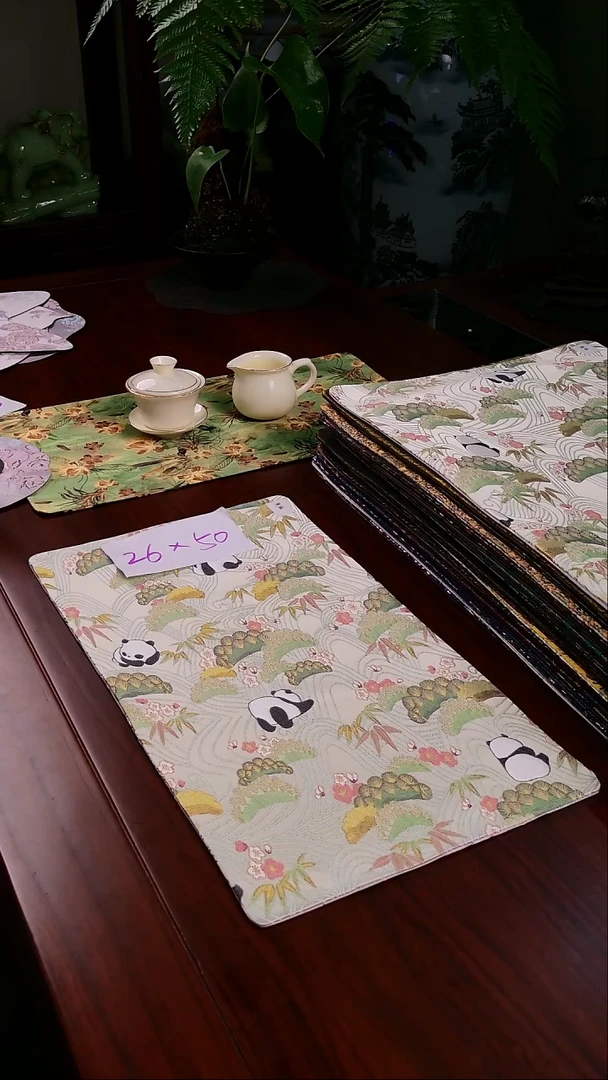 【熊猫双面】中国风干泡织锦茶席26*50