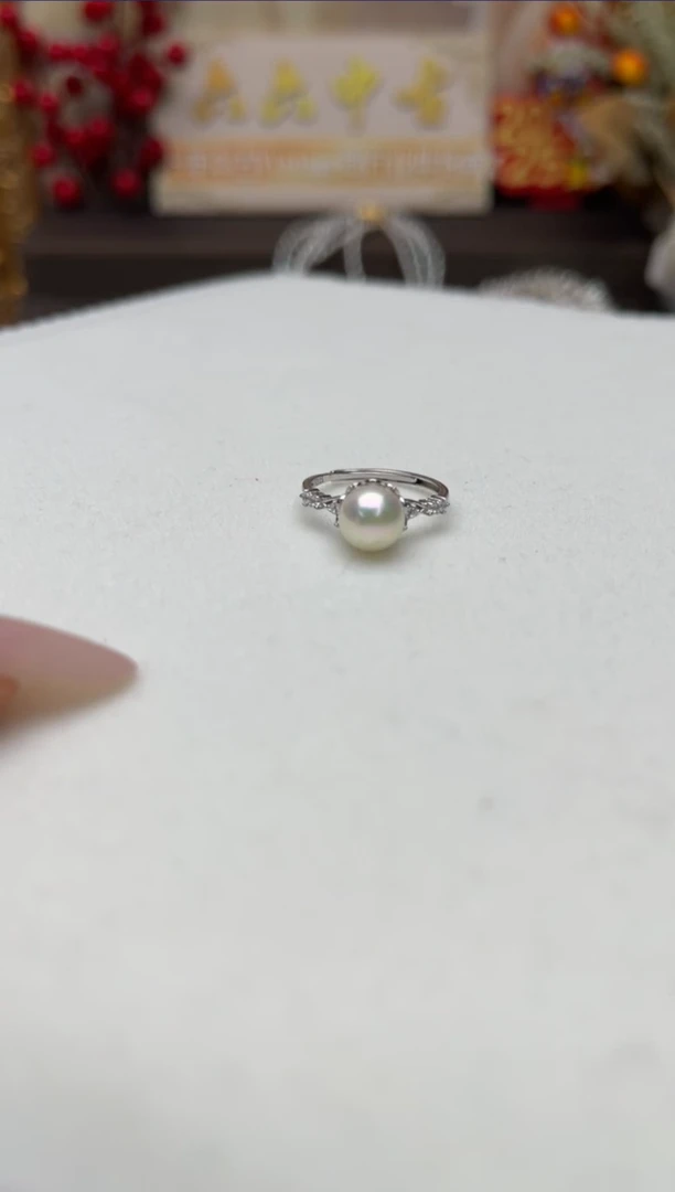 【闪购商品】海水珍珠戒指银S925镶嵌aj3632戒指