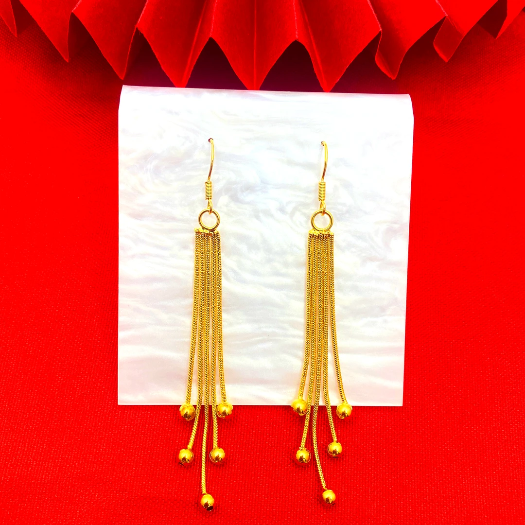 铜合金耳饰 【五珠流苏耳环】耳坠女款气质精美百搭首饰品简约耳环