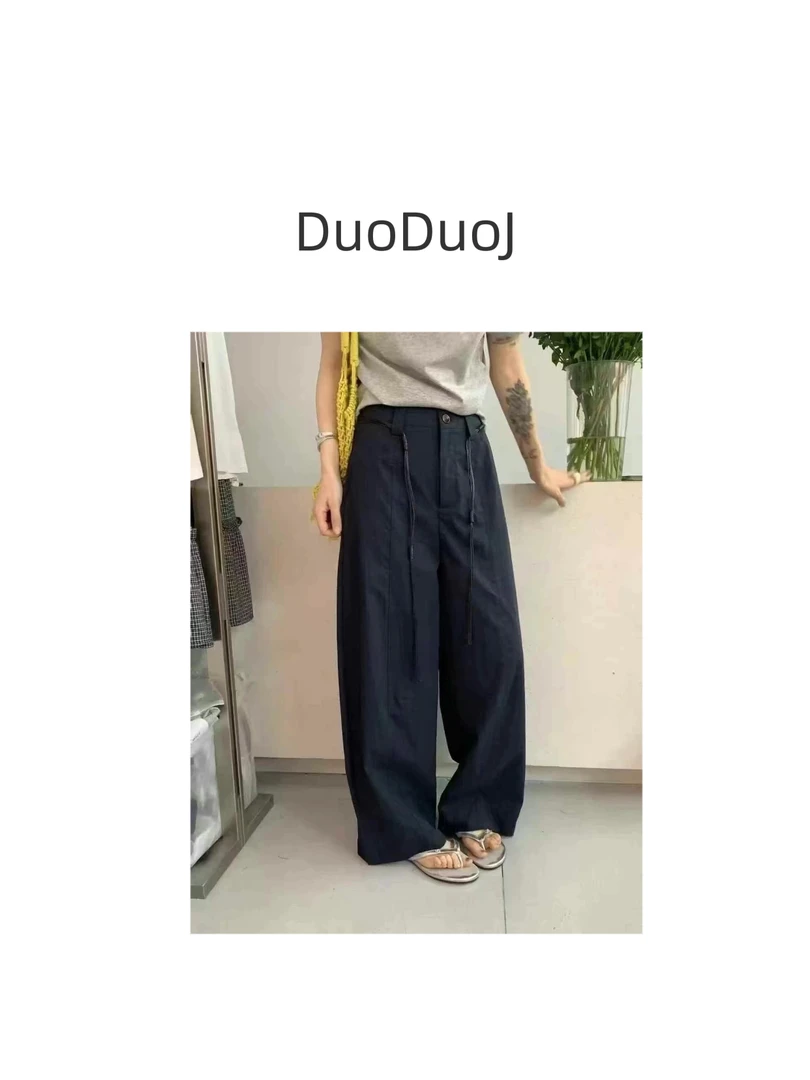 【DuoDuoJ】【纸片裤322K】韩版休闲百搭高腰直筒简约休闲裤