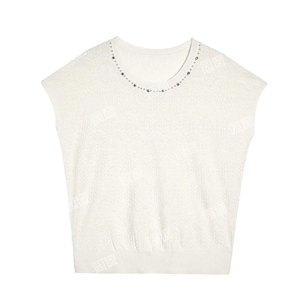 5200气质时尚提花钉钻针织上衣8810