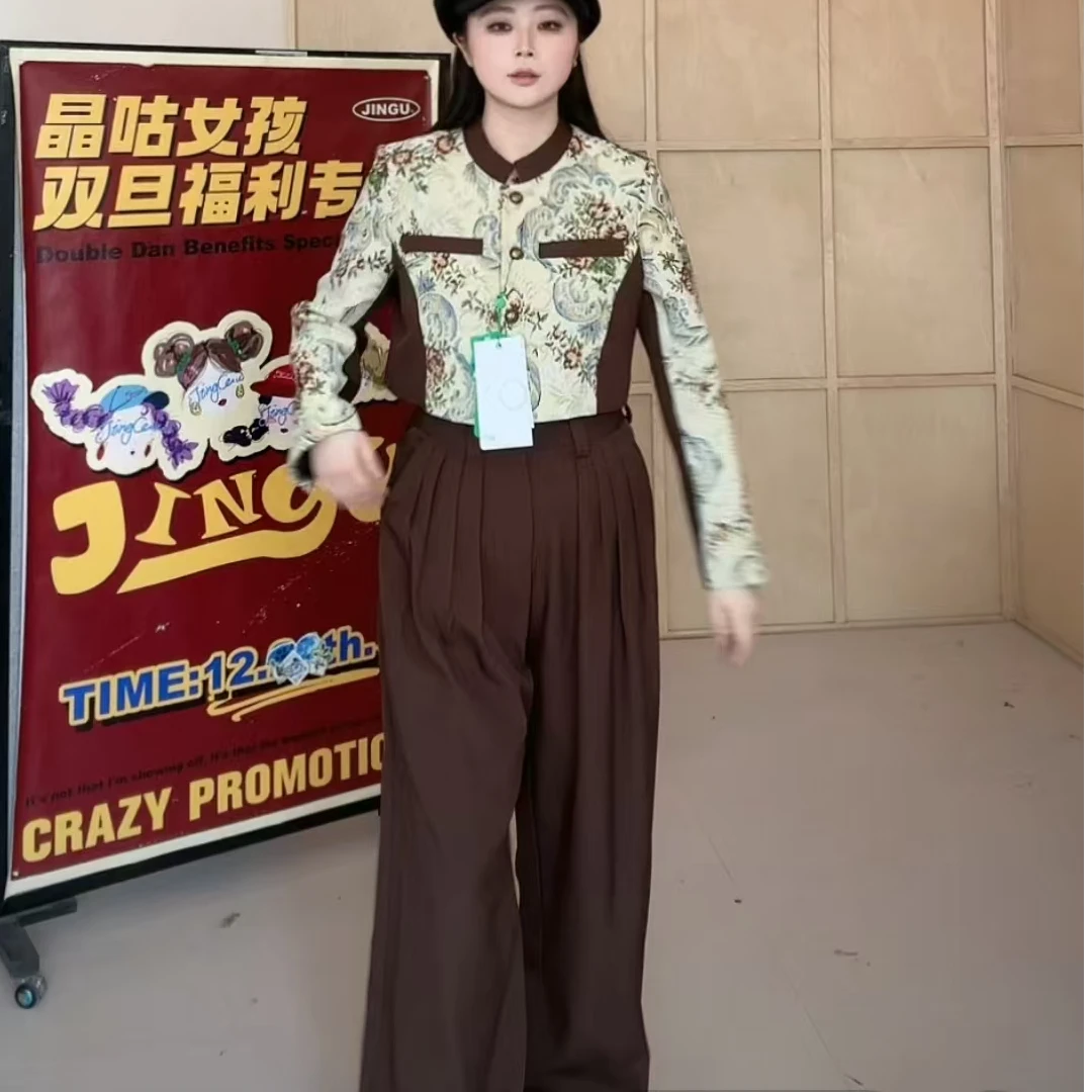晶咕新中式套装时尚国风印花复古休闲女士民族风
