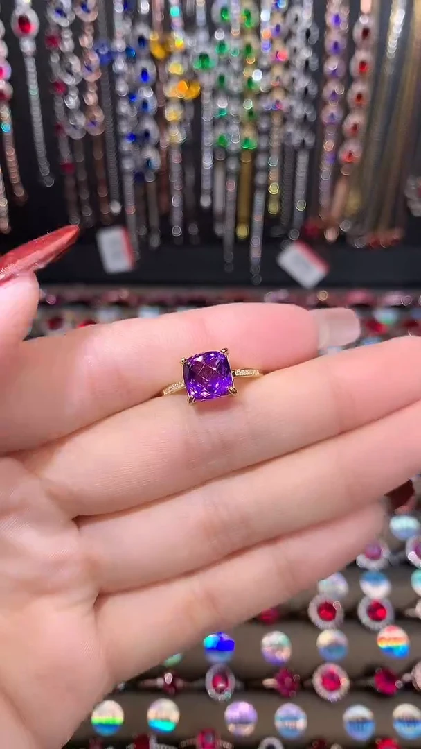 【闪购商品】烟晶戒指银S925镶嵌JIN