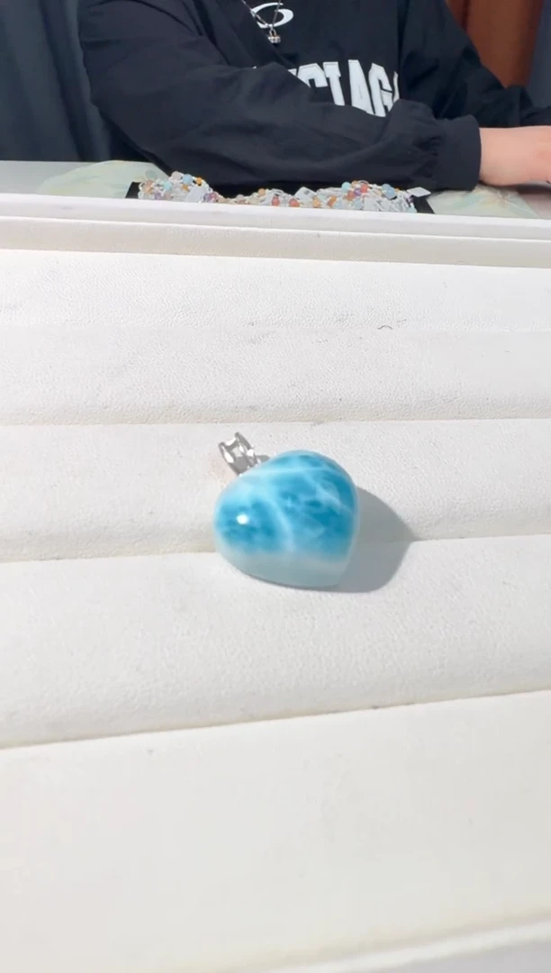 【闪购商品】针钠钙石（海纹石）手链银S925镶嵌599海纹爱心吊坠