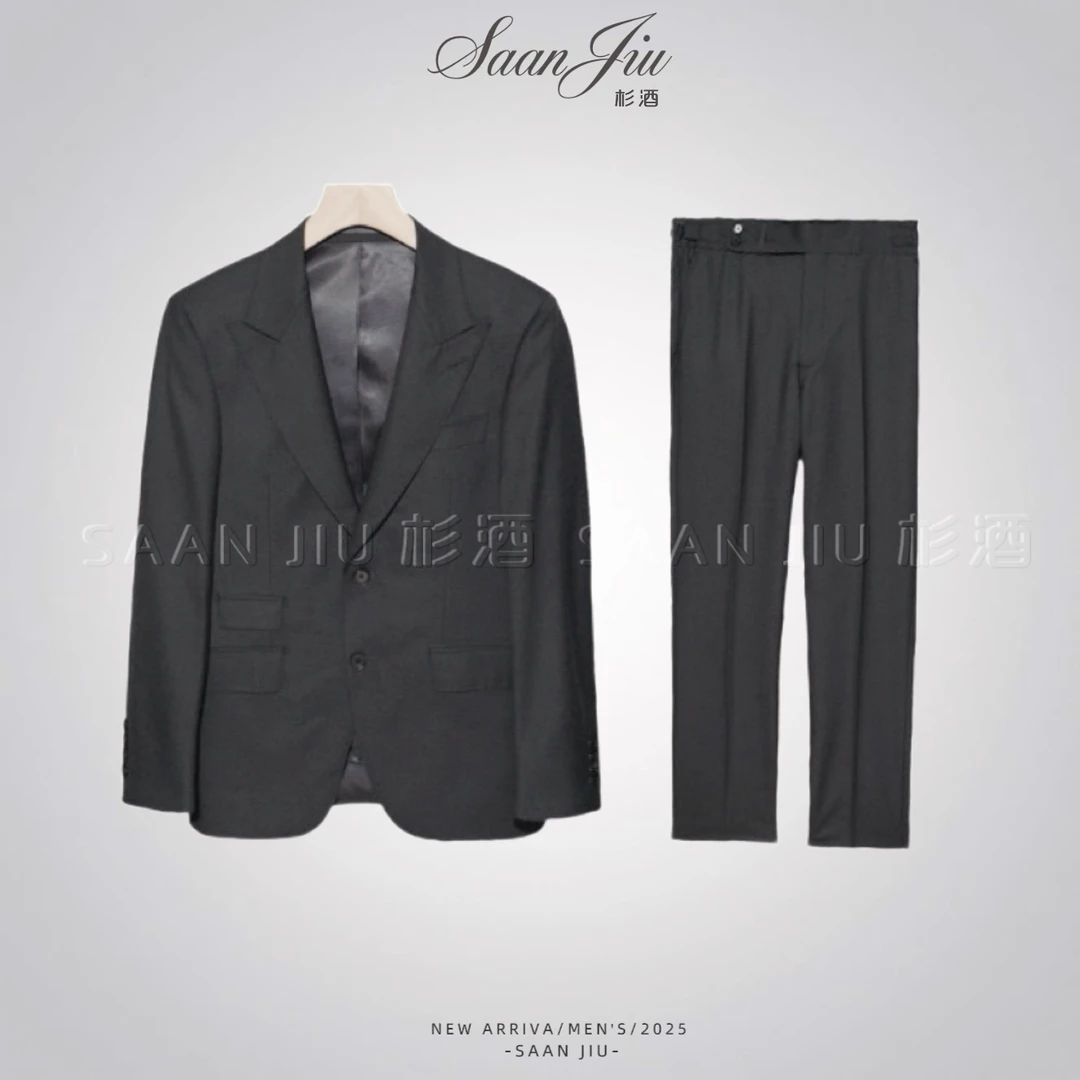 杉酒SJ25【T*F同款007系列高定西服】100%羊毛修身版商务西服套装