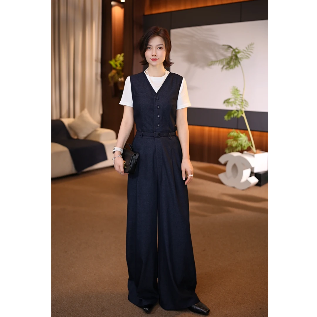 Xi 25315新款套装女2025早春夏高定轻奢气质显瘦连体裤+腰带