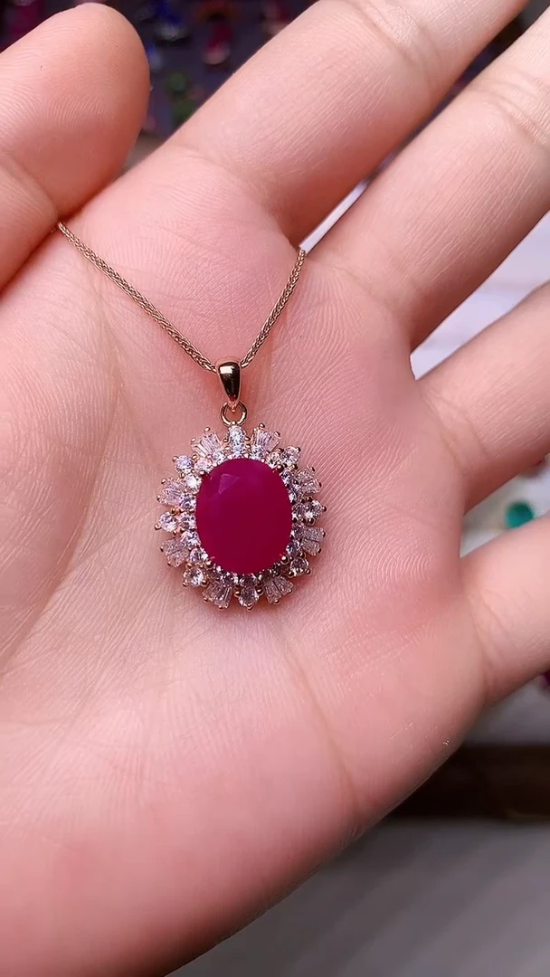 【闪购商品】红宝石吊坠(赠链)银S925镶嵌000