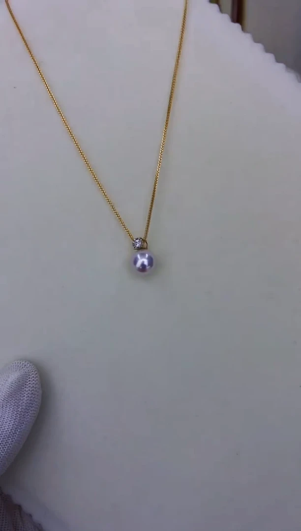 18K金镶嵌akoya王妃款吊坠海水珍珠8.5-9mm（赠链）