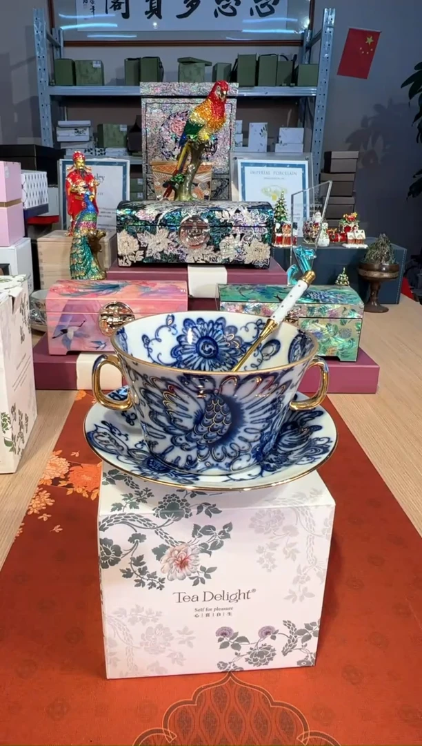 【闪购商品】杯193俄皇凤歌双耳碗/Star蓝勺