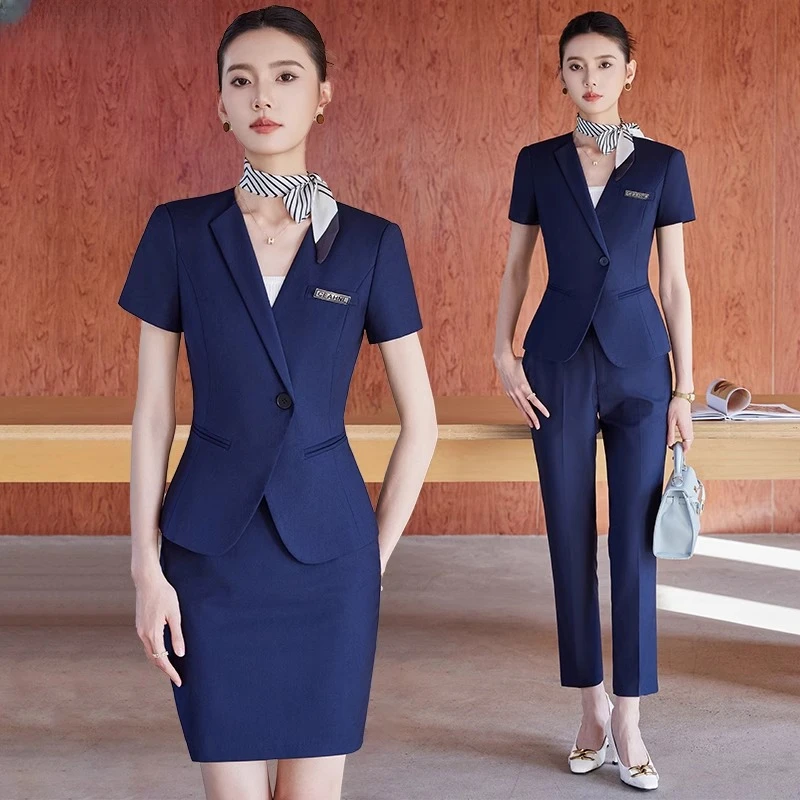 西装套装女夏季薄款正式场合酒店经理气质正装售楼部珠宝店工作服