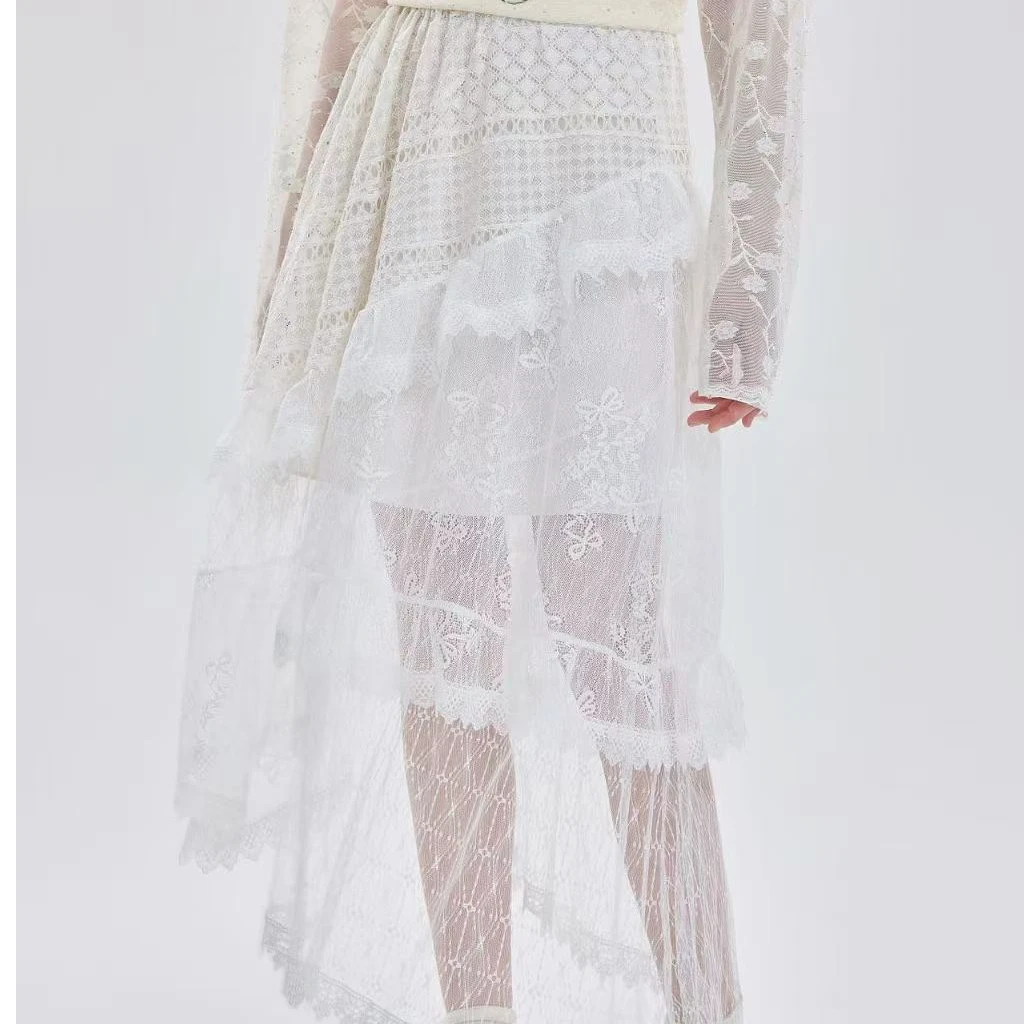 OooF！Yang蕾丝拼接半裙透气纯欲风轻熟