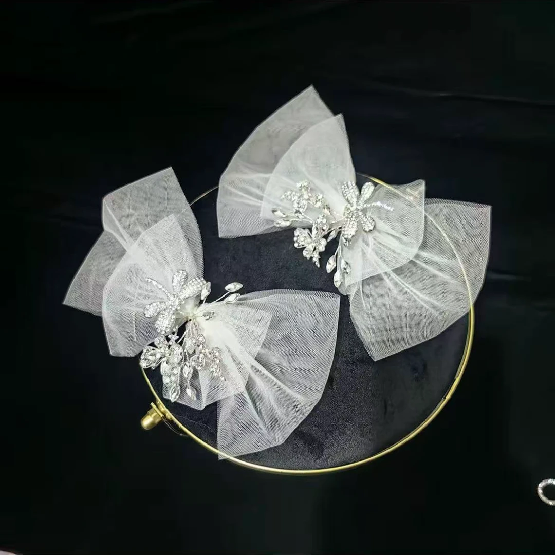 蝴蝶精美网纱对夹新娘饰品