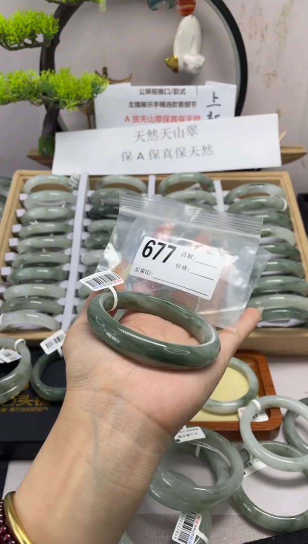石英质玉（天山翠）手镯未镶嵌677