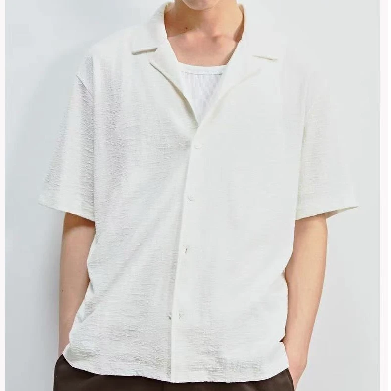 剪标撤柜款男士夏季质感立体浮花男士古巴领衬衫-01ln