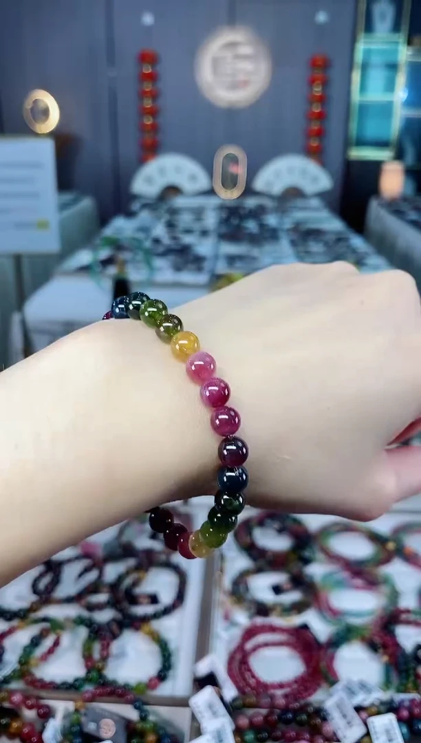 未镶嵌老矿碧玺单圈手串7mm+碧玺dan多样性发货一条