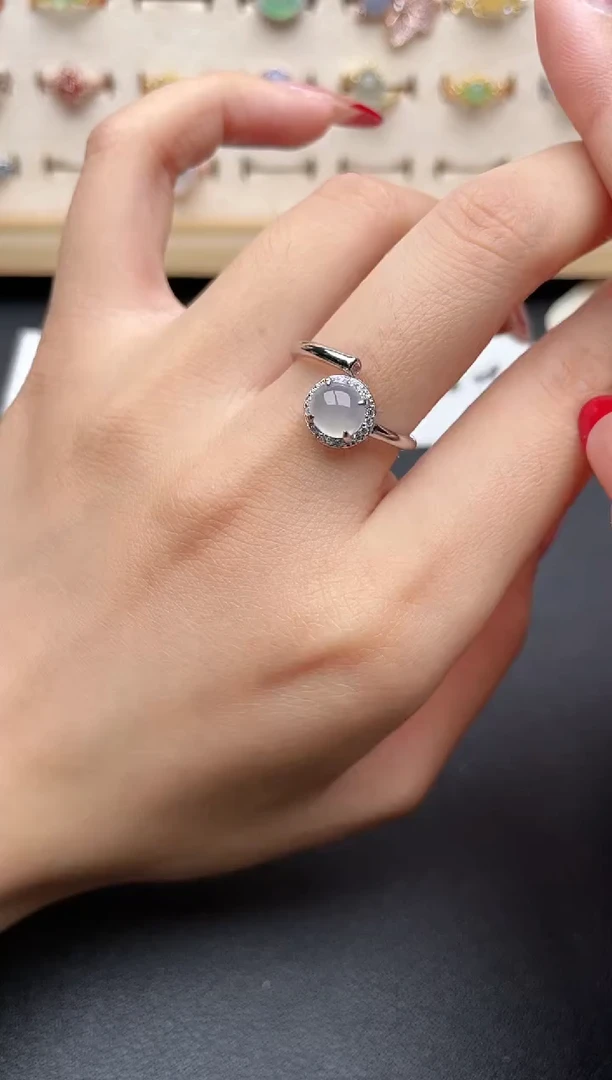 【闪购商品】翡翠戒指银S925镶嵌一物一证一礼盒