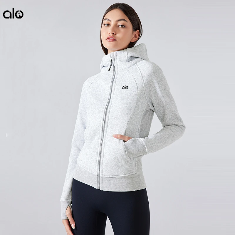 ALOIDE加绒加厚保暖连帽运动外套女士跑步防风健身夹克上衣瑜伽服