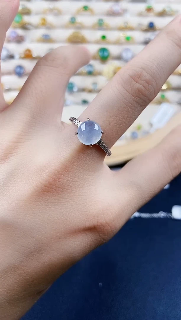 翡翠戒指银S925镶嵌65548