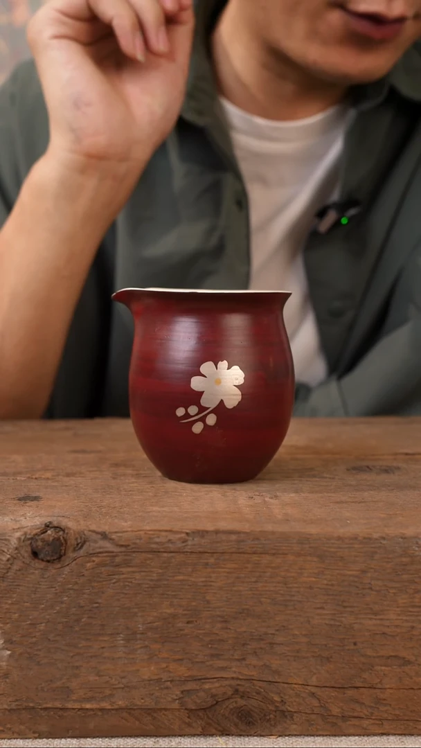 粉引山楂红-银梅公道杯（容量170ml）