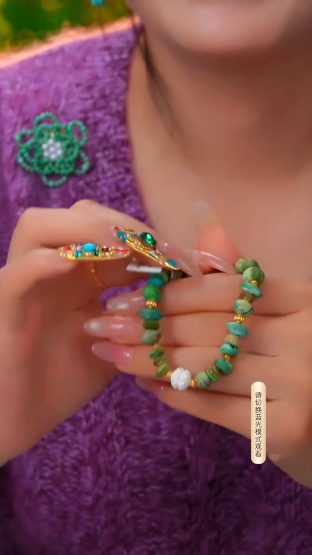 银S925镶嵌绿松石手链多样性发货一件