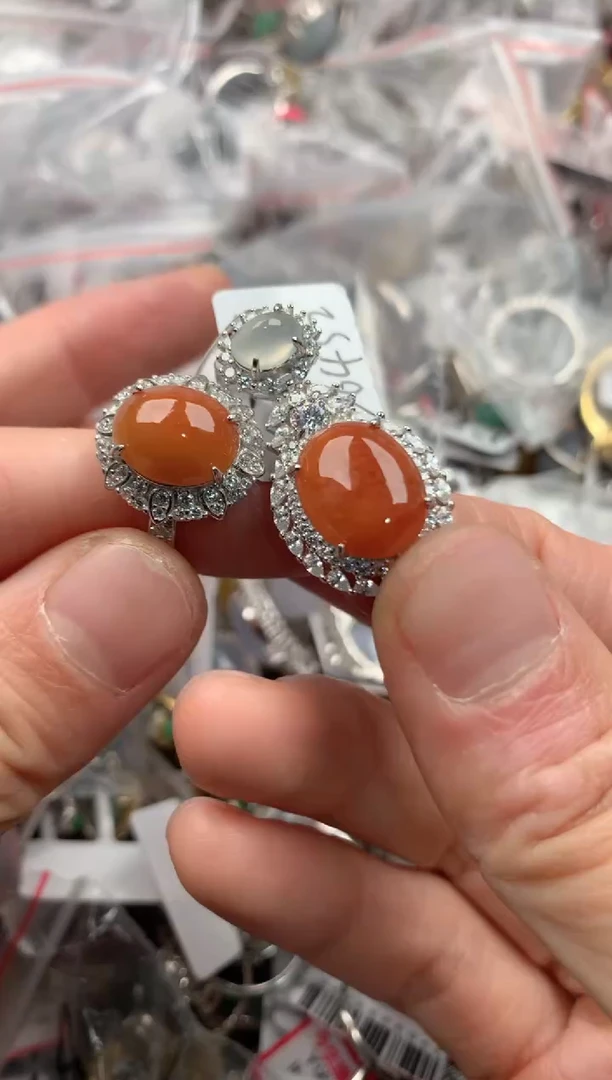 银S925镶嵌戒指翡翠444----1