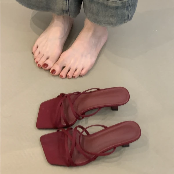 KML-5663-6高级感女士拖鞋女法式绝美仙女晚晚风配裙性感高跟凉鞋