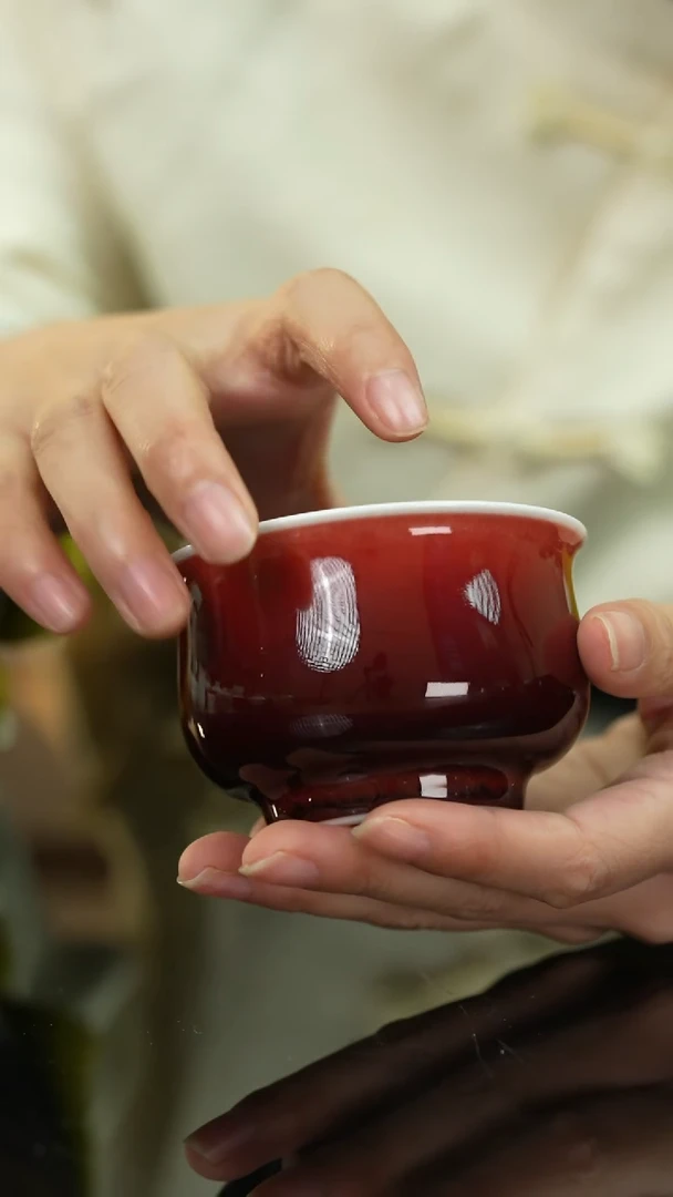 【闪购商品】瓷片郎红卢氏杯景德镇上庄陶瓷